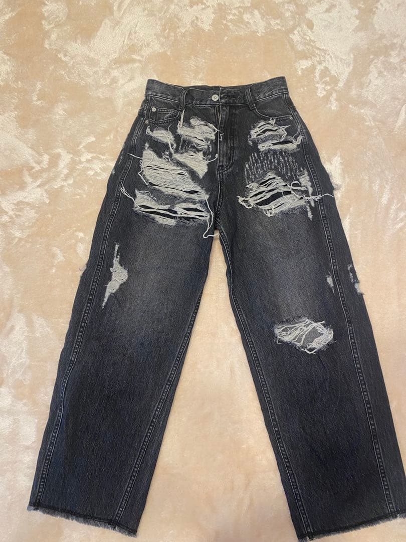 AMERI デニム UND HARD DAMAGE LOOSE DENIM 25