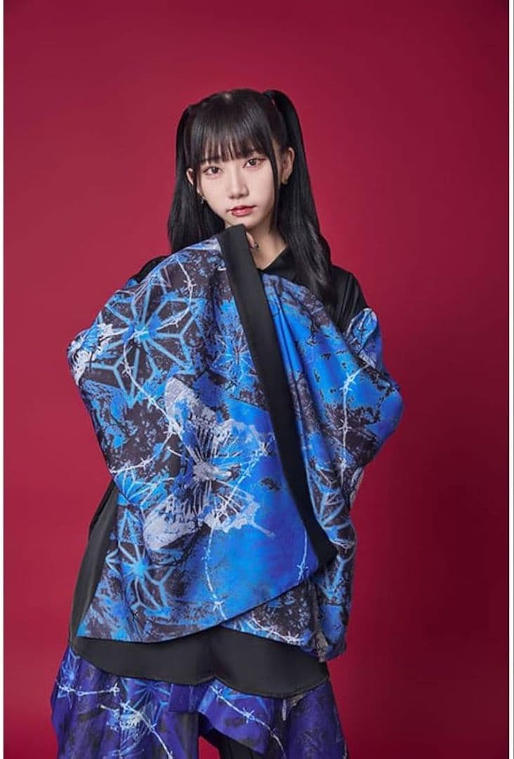 サイコネーション 蝶振袖 和洋折衷シャツ 46 黒 青 地雷 サブカル