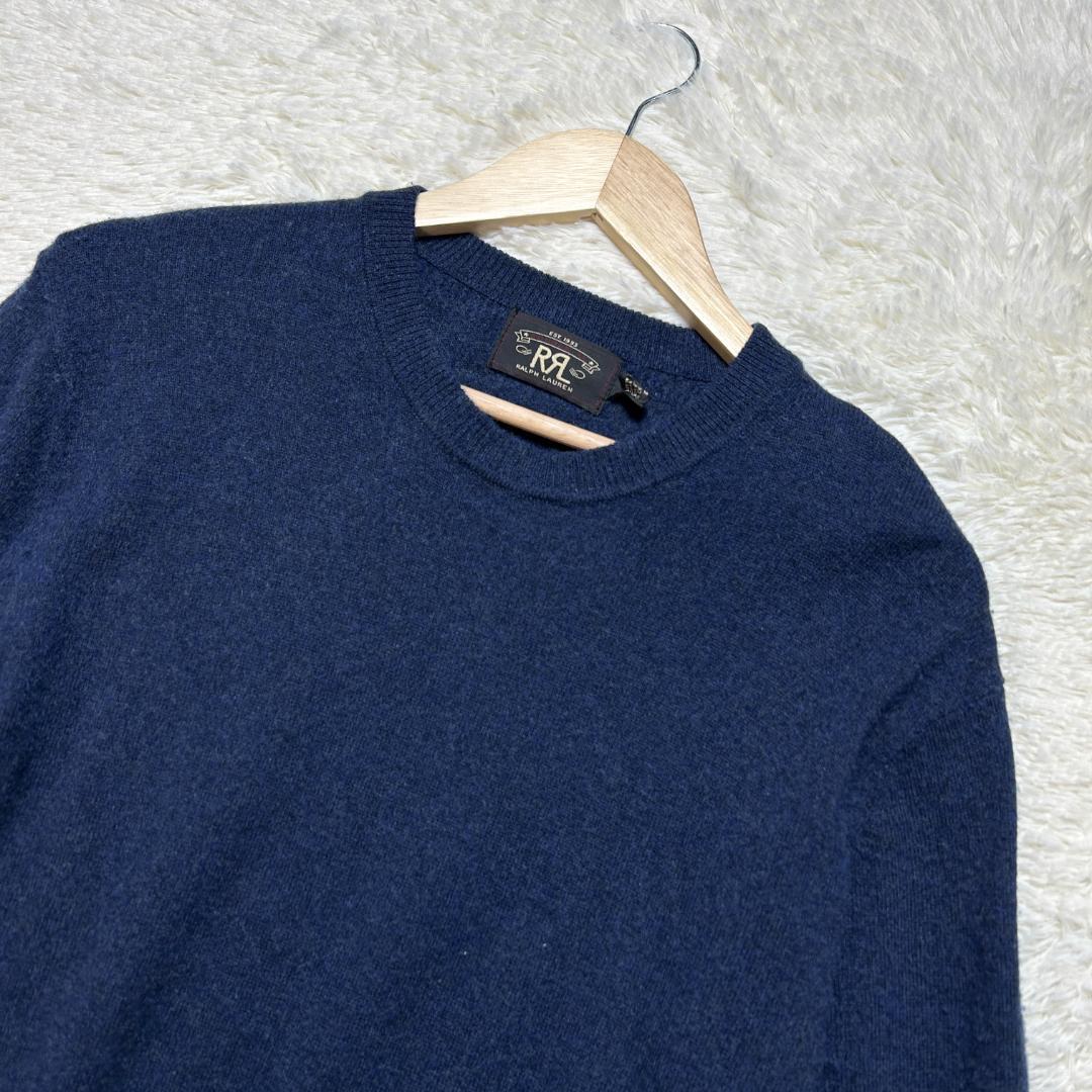 美品✨RRL ニット カシミヤ100 クルーネック ネイビー M ラルフローレン