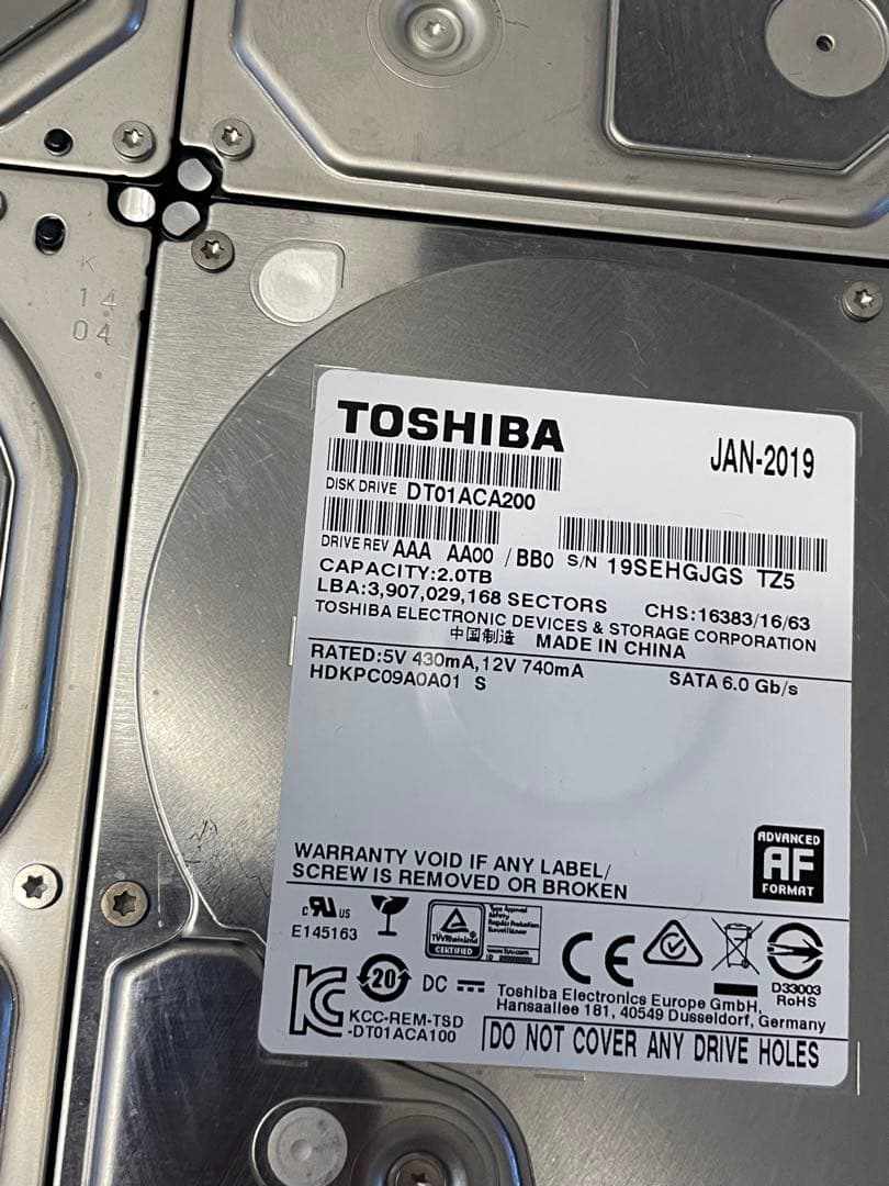 外付けハードディスク・ドライブ Toshiba DT01ACA200 HDS5C4040ALE630 18GB