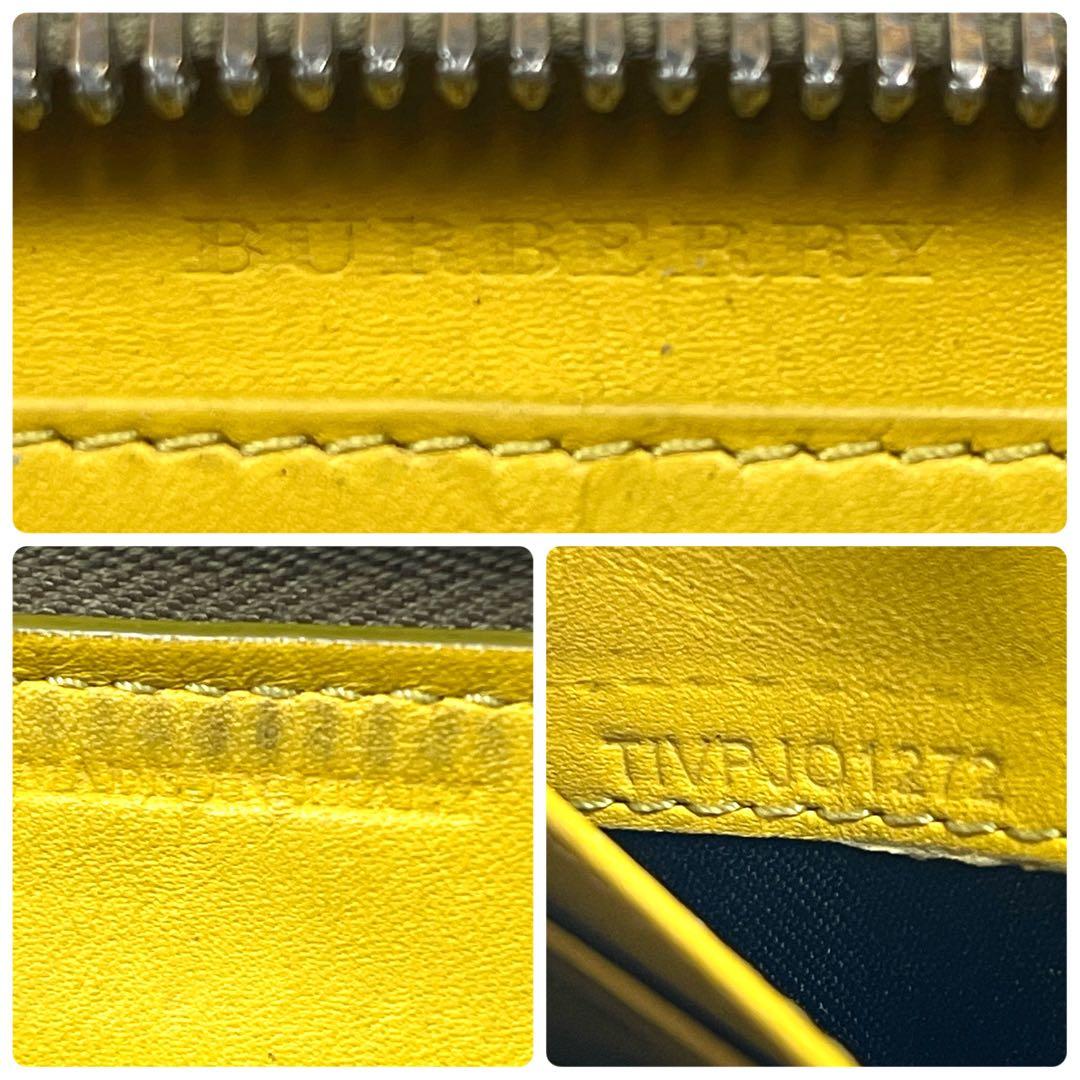 バーバリー　長財布　ラウンドファスナー　ロゴプレート　バイカラー　チェック柄