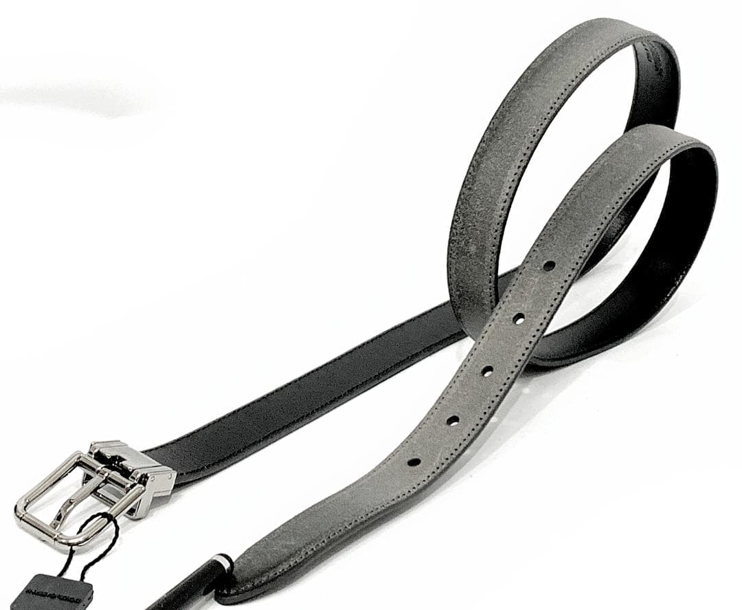 [新品]ドルチェ＆ガッバーナ グレー細レザーベルト 男女兼40[正規]