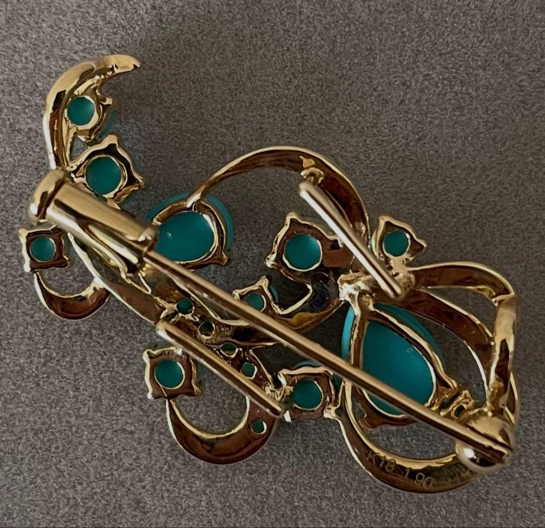 GSTV K18YGスリーピングビューティーターコイズ　ペンダントブローチ