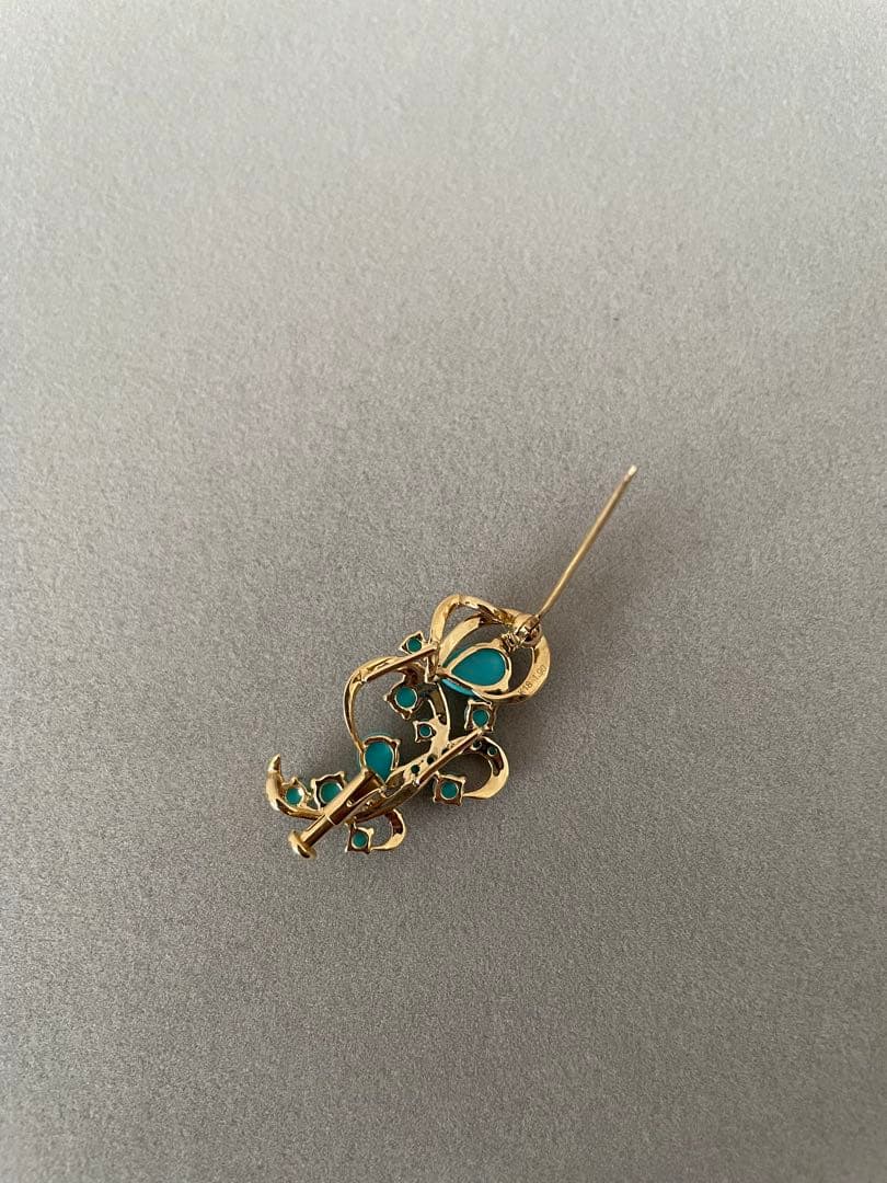 GSTV K18YGスリーピングビューティーターコイズ　ペンダントブローチ