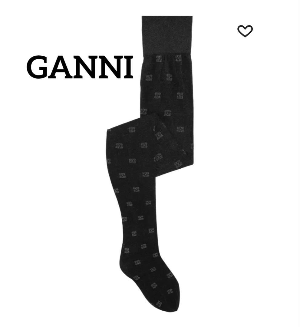 nn GANNI/ ガニー　ロゴ　ブラックラメタイツ