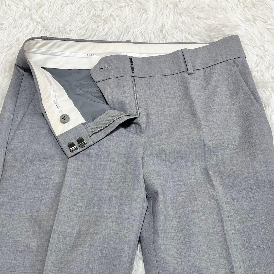 【美品】　セオリー　LANAI　TAILOR　パンツスーツ　ノーカラー　グレー