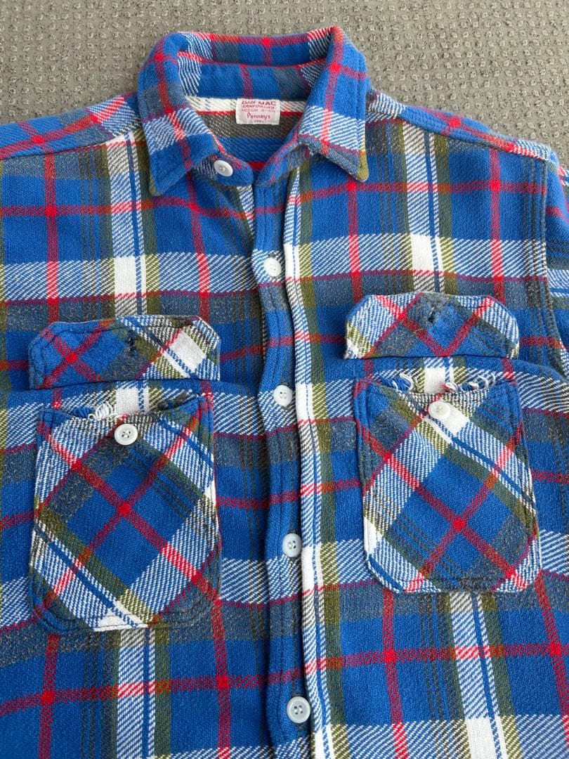 60s BIGMAC ネルシャツ　bigmac penneys 青　赤　好配色