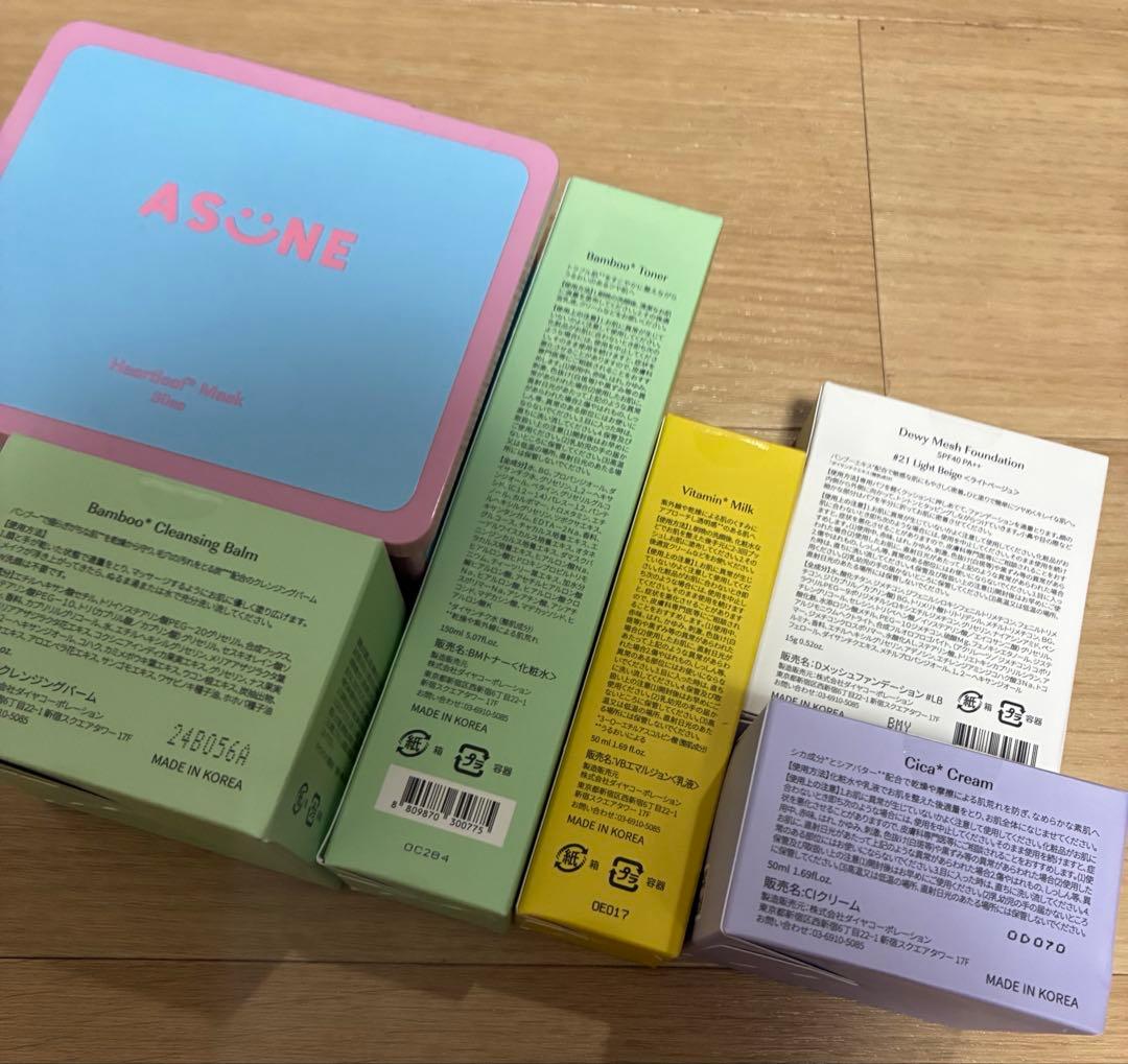 ASUNE クレンジング　トナー　ミルク　クリーム　パック　ファンデーション