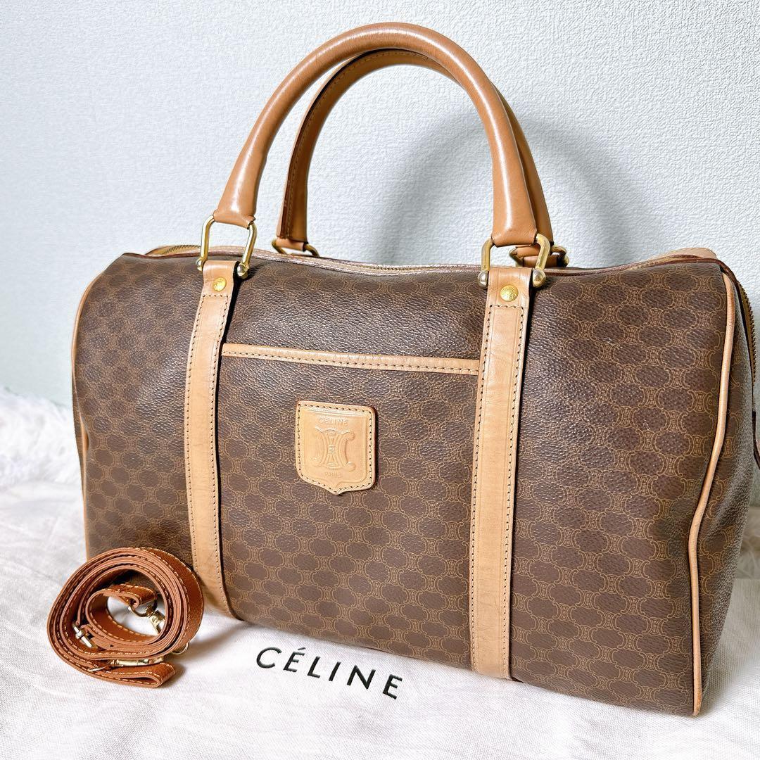美品 セリーヌ ボストンバッグ 2way ショルダーバッグ トリオンフ マカダム
