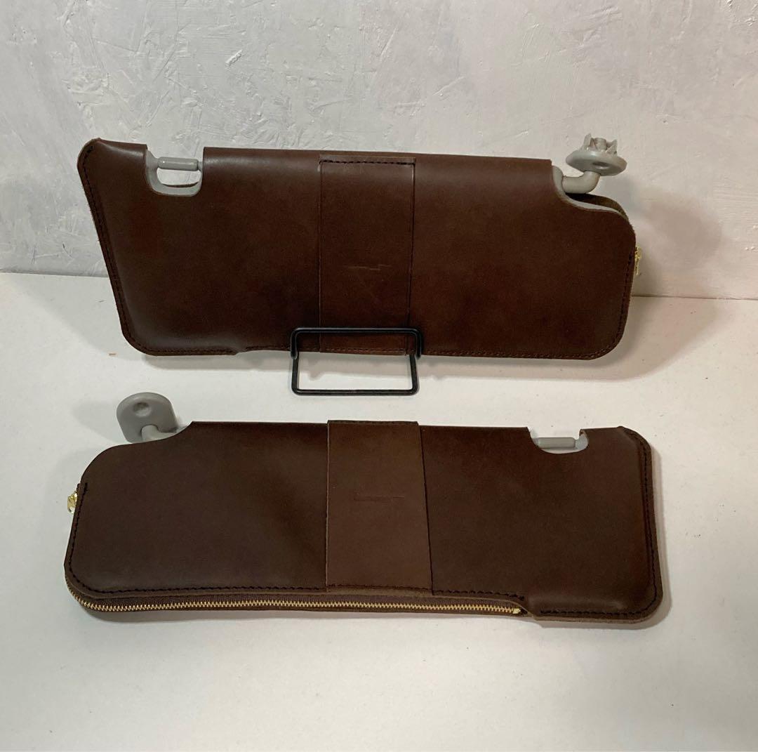 チカレッタ◇新型ジムニーサンバイザーカバー・ブラウン、ステッチ黒