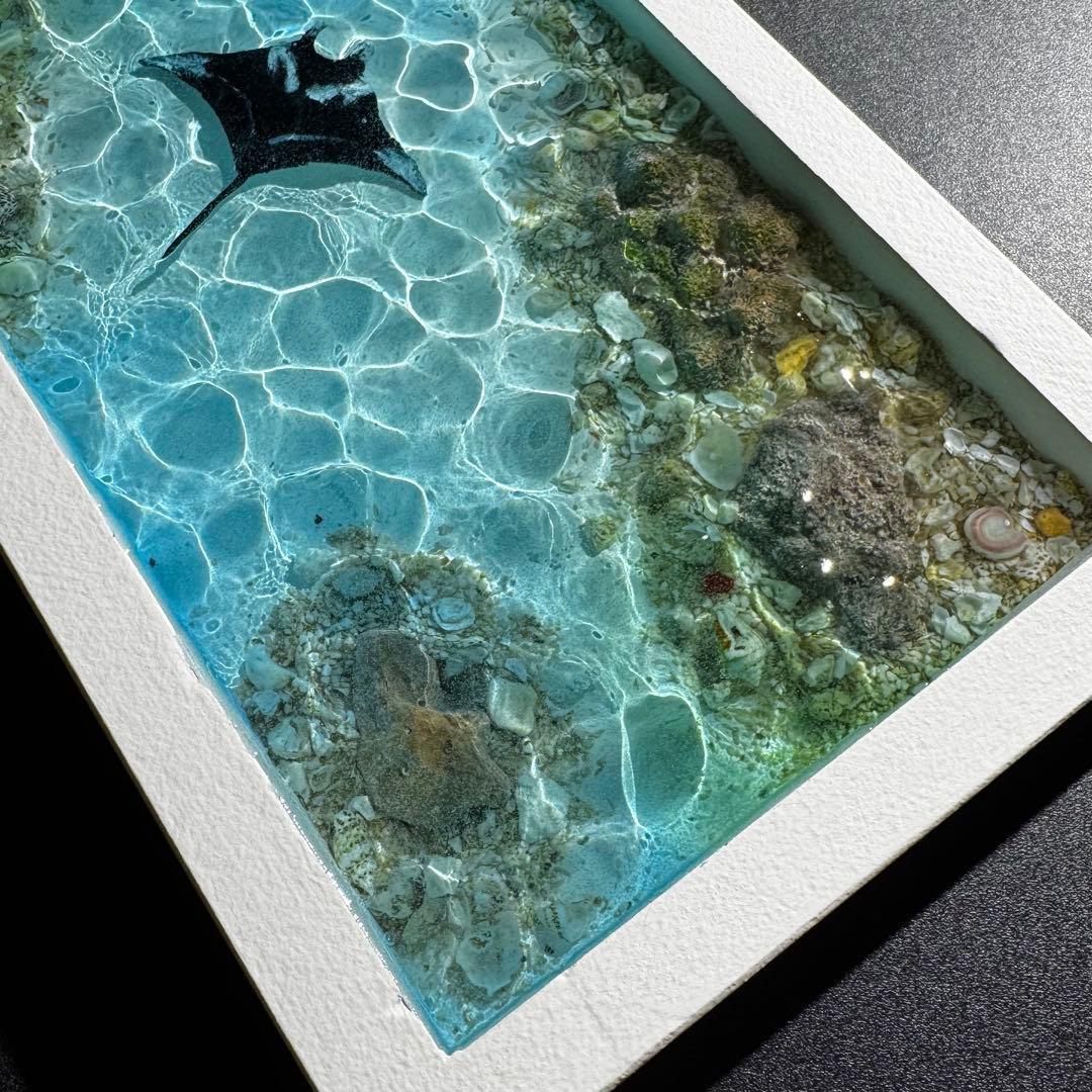 (壁掛け)レジンアート オーシャンアート マンタ 海 アート 波紋