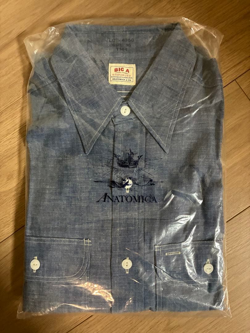 未使用 ANATOMICA BIG A シャンブレーシャツ インディゴ 16 L