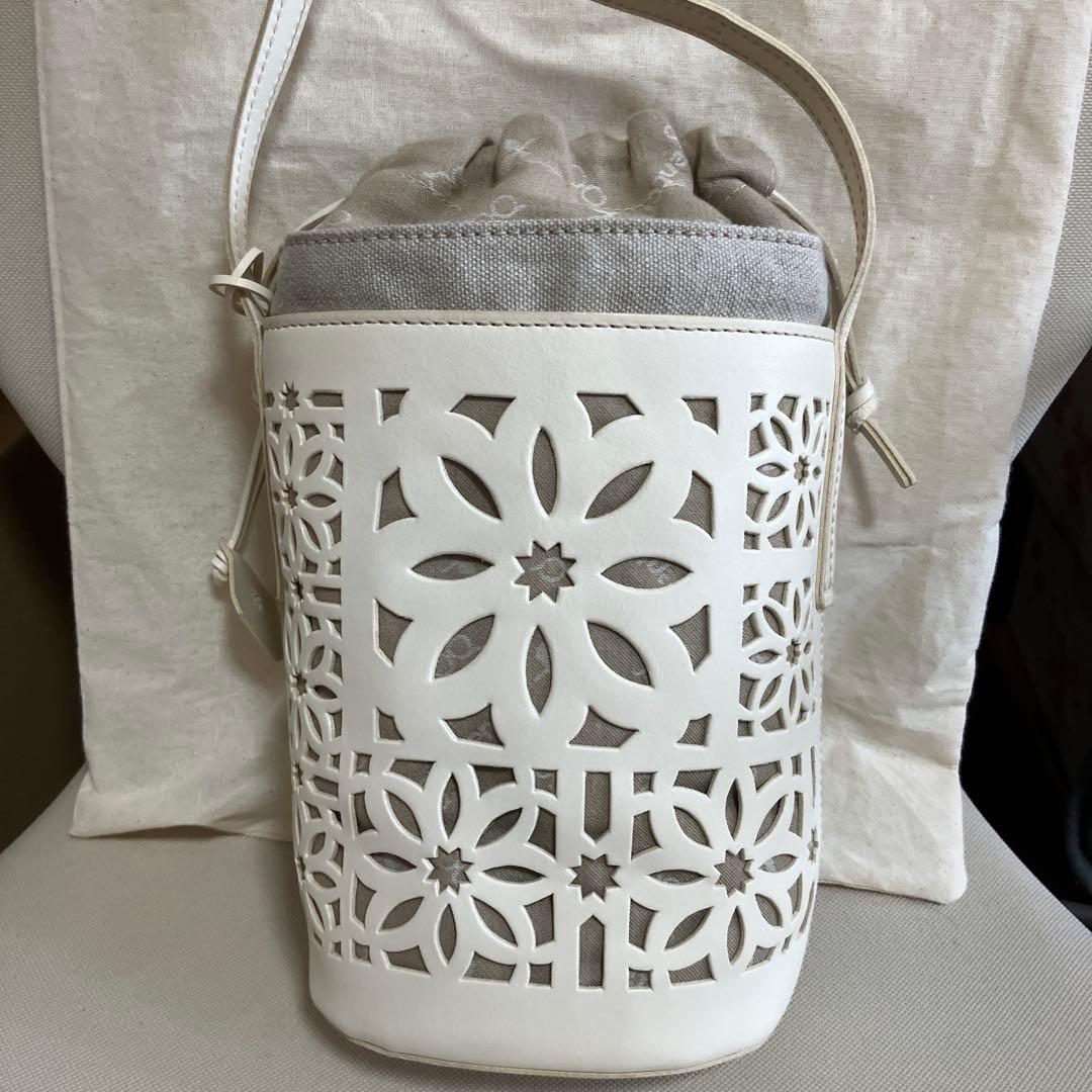 未使用 genten リネンカットワーク筒形ショルダー