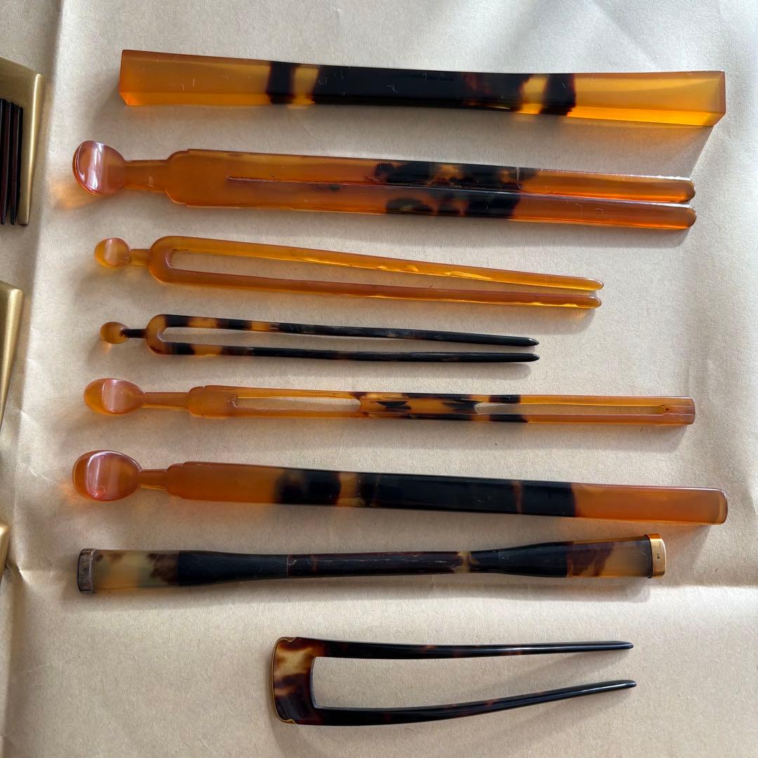 本べっ甲　べっ甲 かんざし 髪飾り 鼈甲 櫛　折り鶴　着物　19点まとめ売り