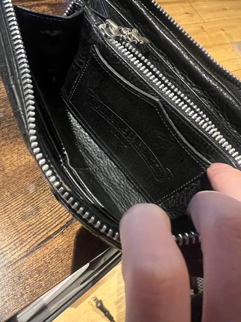 【良品・インボイス原本】クロムハーツ CH長財布 キルティングブラックレザー