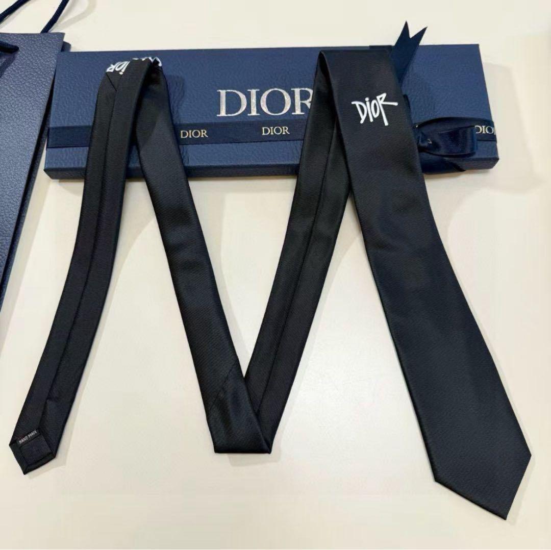 Dior ディオールネクタイSHAWN STUSSYコラボ ソリッド ナロータイ