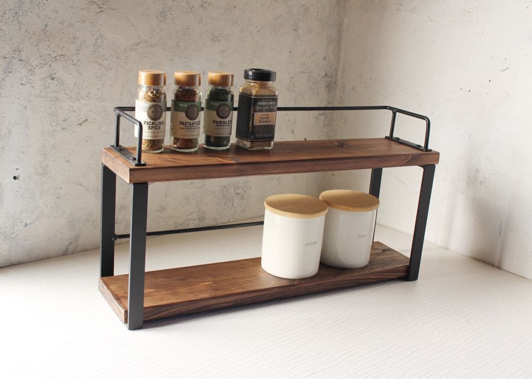 アイアン2段スパイスラック・調味料棚・49 cm