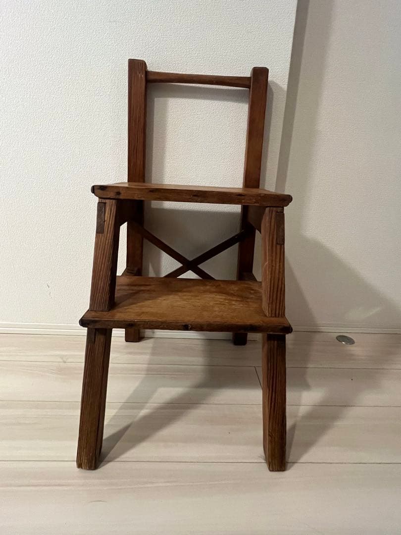 最終価格　1月末まで　イギリスアンティーク　木製二段式チェア ブラウン
