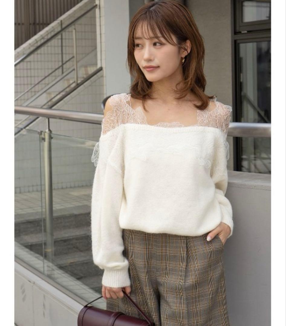 snidel レーストリミングニットプルオーバー