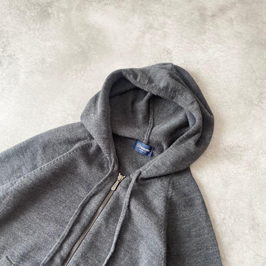 Drumohr ニットパーカー ダブルジップ グレー イタリア製 44 ウール