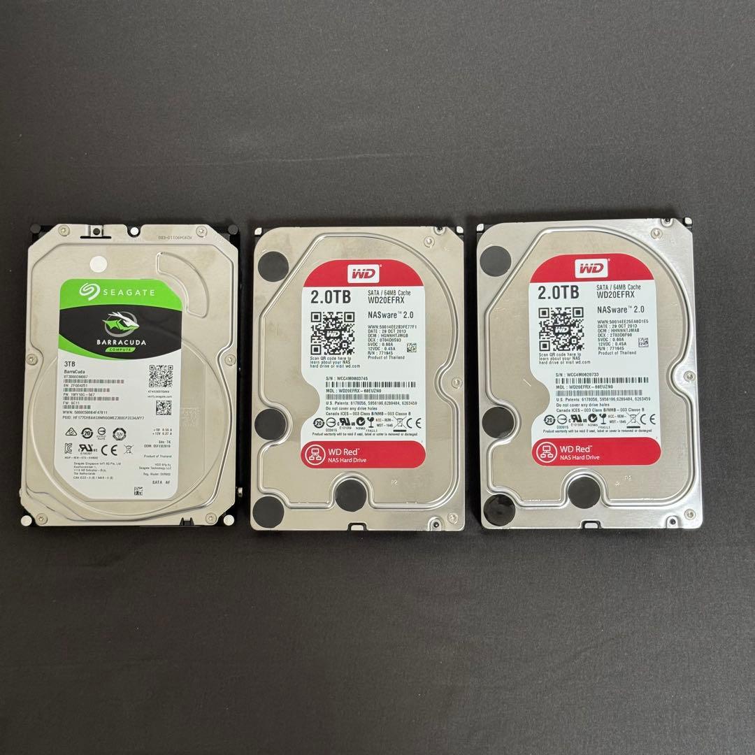 WD Red HDD 2TB 2個、SEAGATE HDD 3TB セット