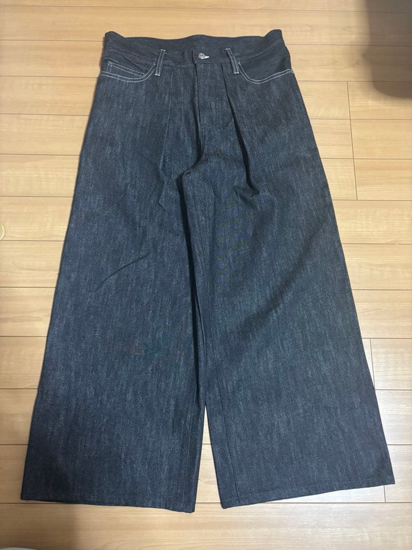 BELVET Classic Rigid Tuck pants ダークデニム