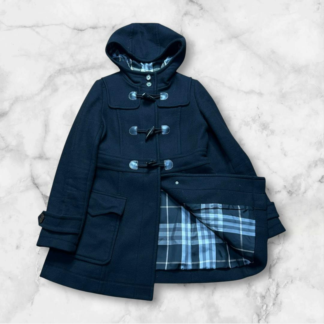 訳あり　バーバリーブルーレーベル アンゴラ ダッフルコート ノバチェック 40