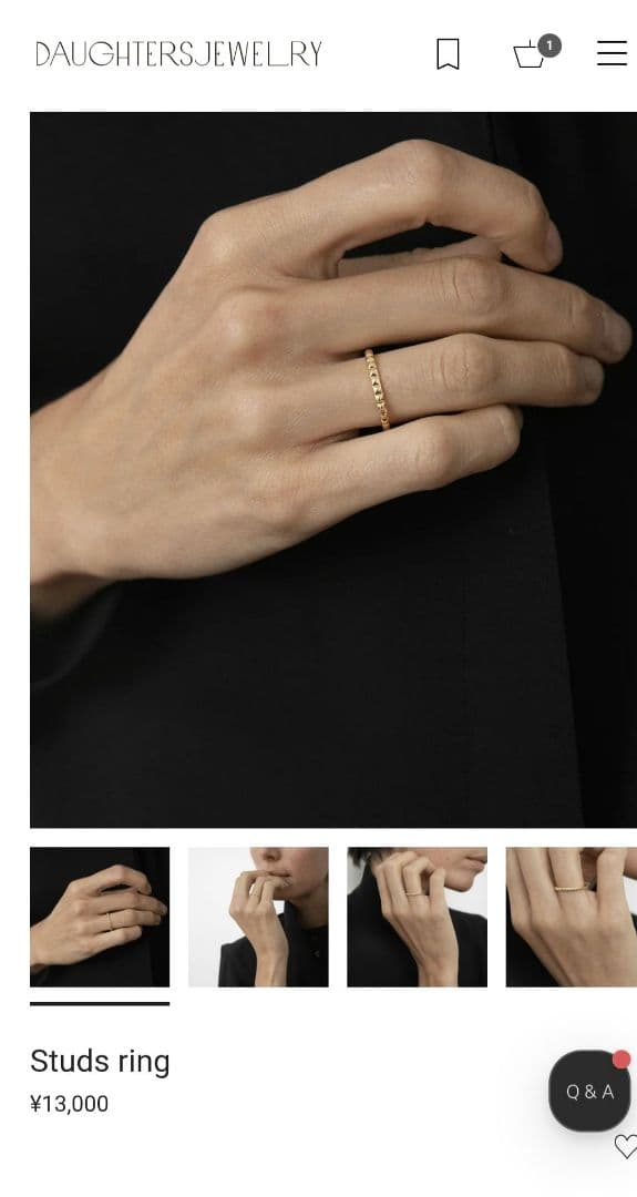 DAUGHTERSJEWELRY　Studs ring ゴールドリング　９号