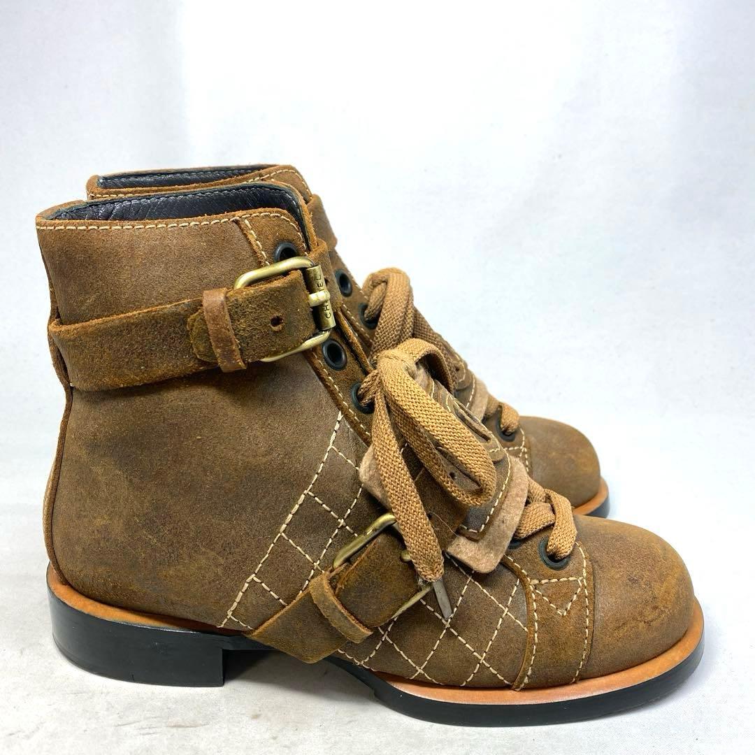 CHANEL サイズ表記「35 C」22.5センチ　ブラウン　ミドルブーツ