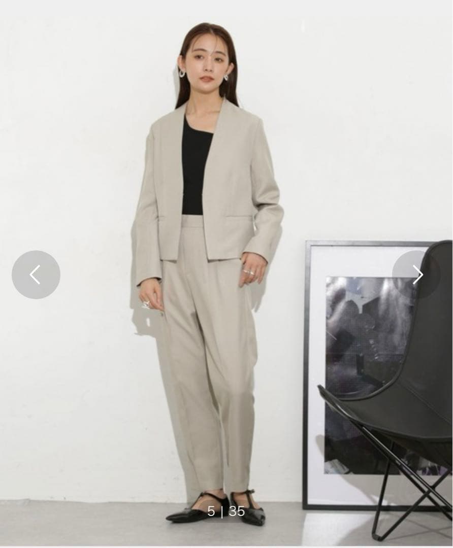 ナノユニバース　ノーカラージャケット　パンツ　セットアップ