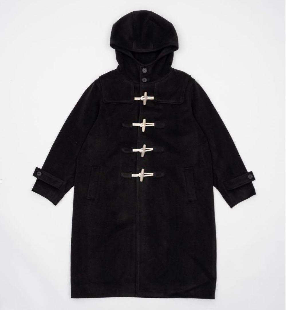 FEKETE ハイフードロングダッフルコート m