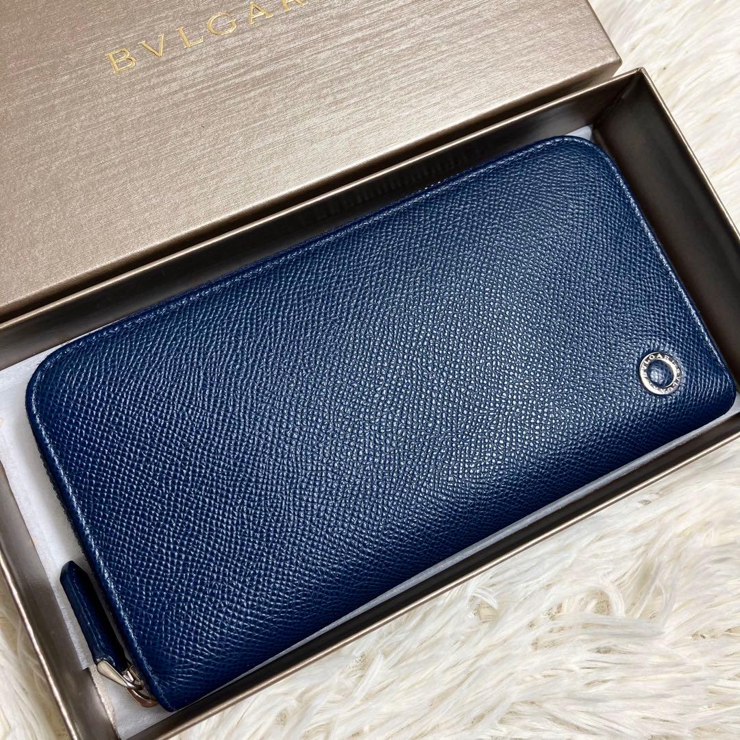 【未使用級】ブルガリ ラウンドジップ ビーゼロワンレザーネイビー FRID搭載