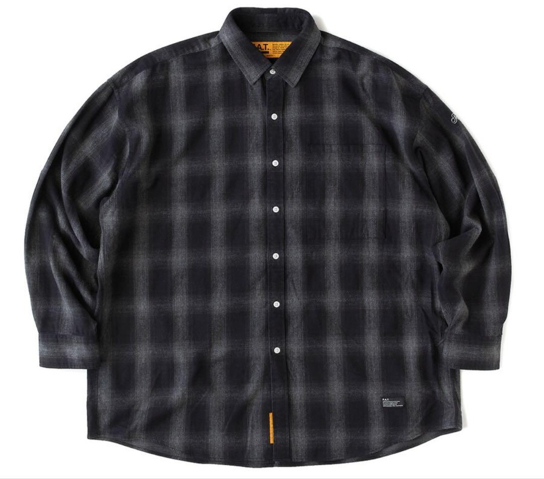 新品FAT オンブレチェックシャツ ルーズシルエット ネルシャツ