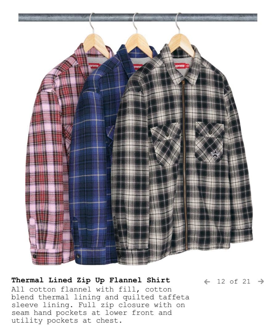 トップス Thermal Lined Zip Up Flannel Shirt