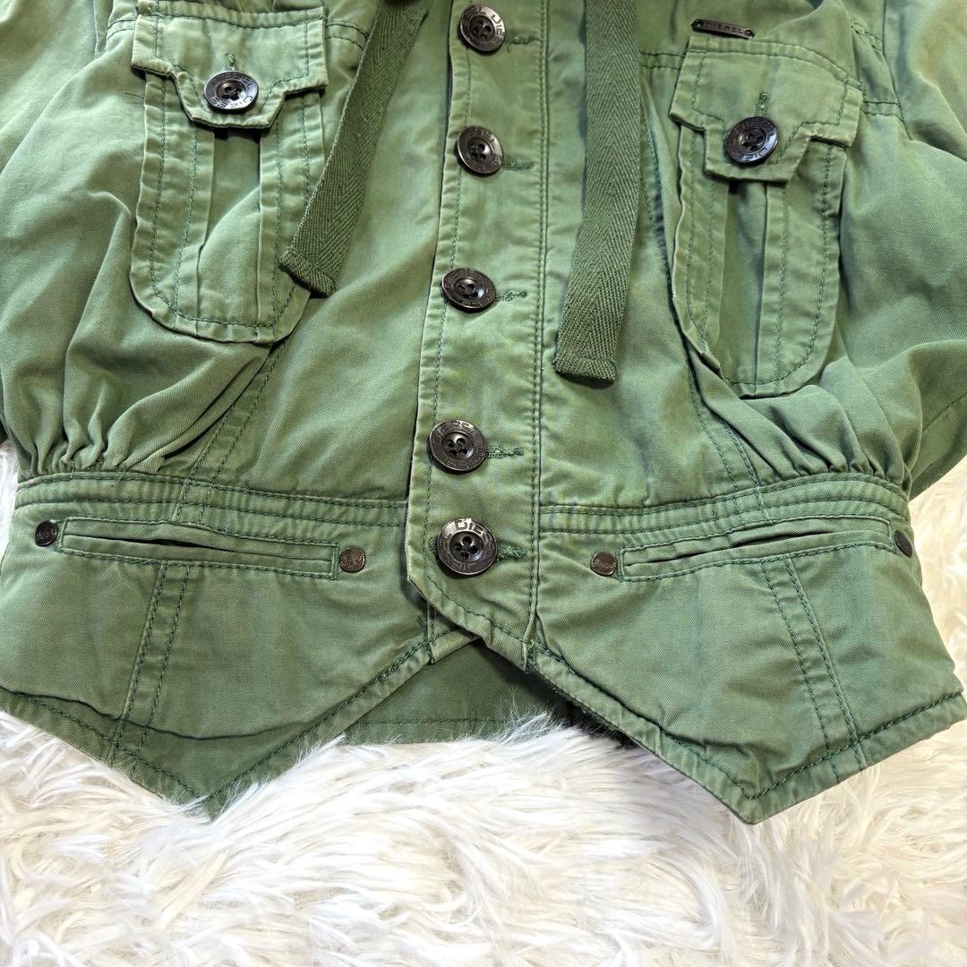 良品✨Y2K ディーゼル ショート丈 フードパーカー カーキ ジャケット