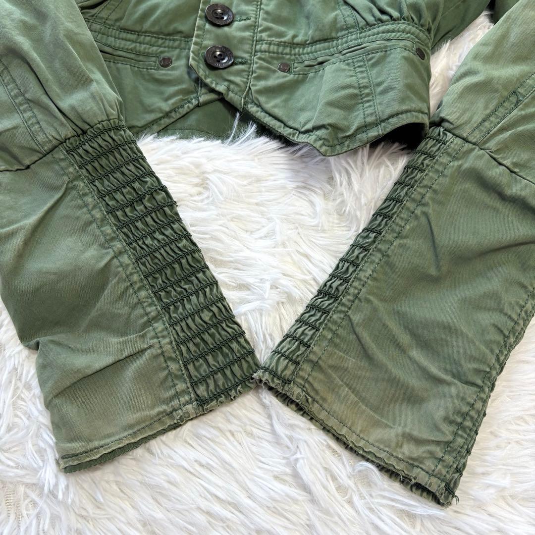 良品✨Y2K ディーゼル ショート丈 フードパーカー カーキ ジャケット