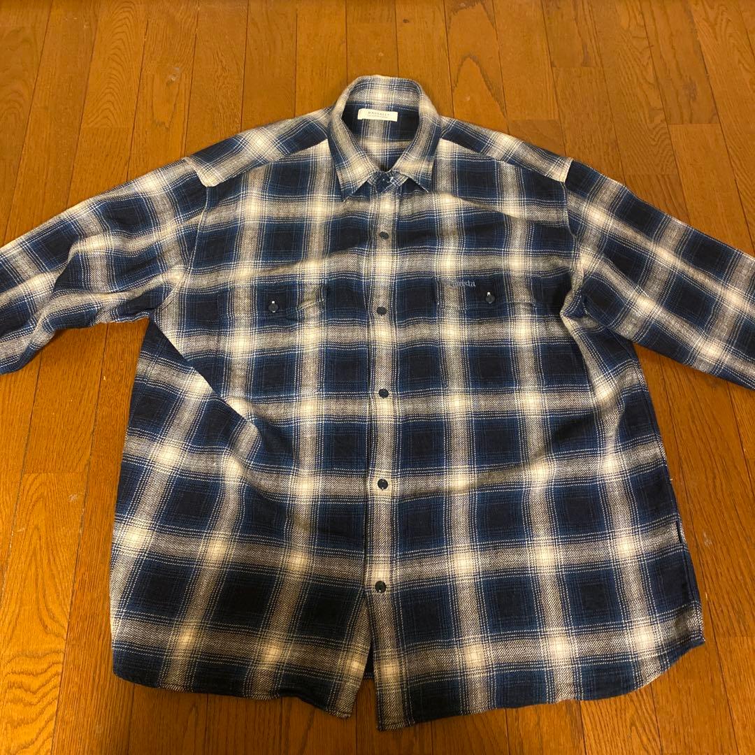 RADIALL ネイビー ホワイトチェック 長袖シャツ