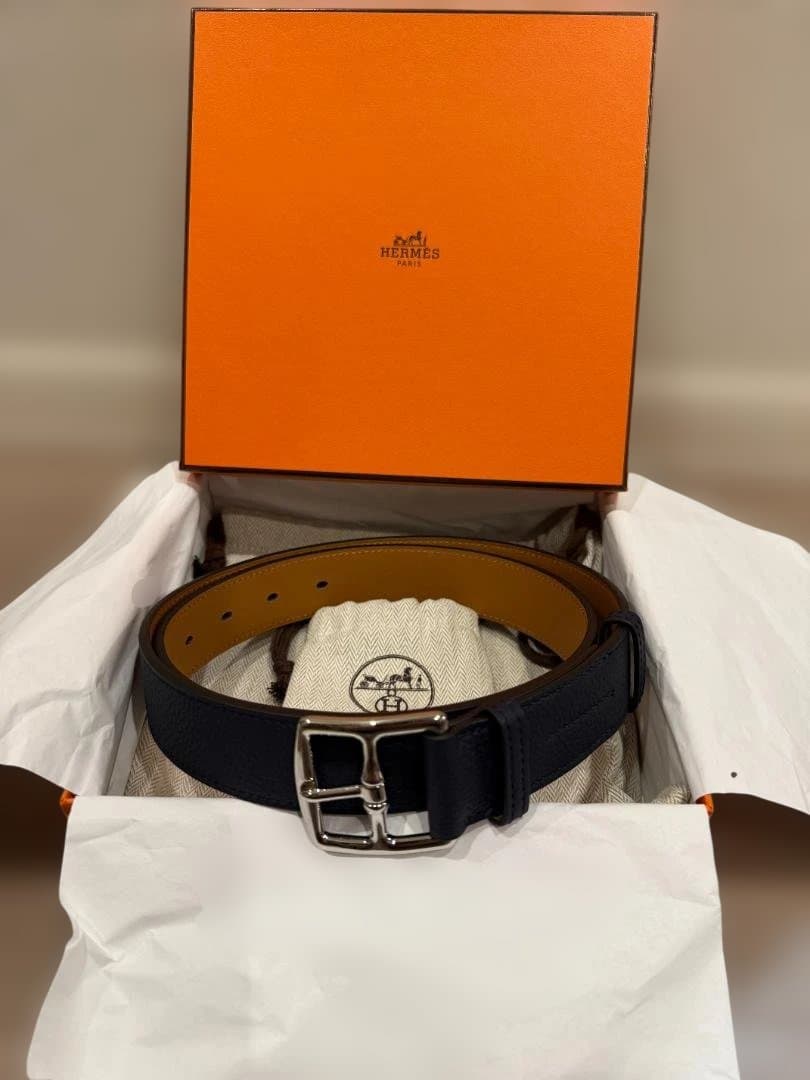 HERMES エルメス　エトリヴィエール BELT ネイビー レザー ベルト