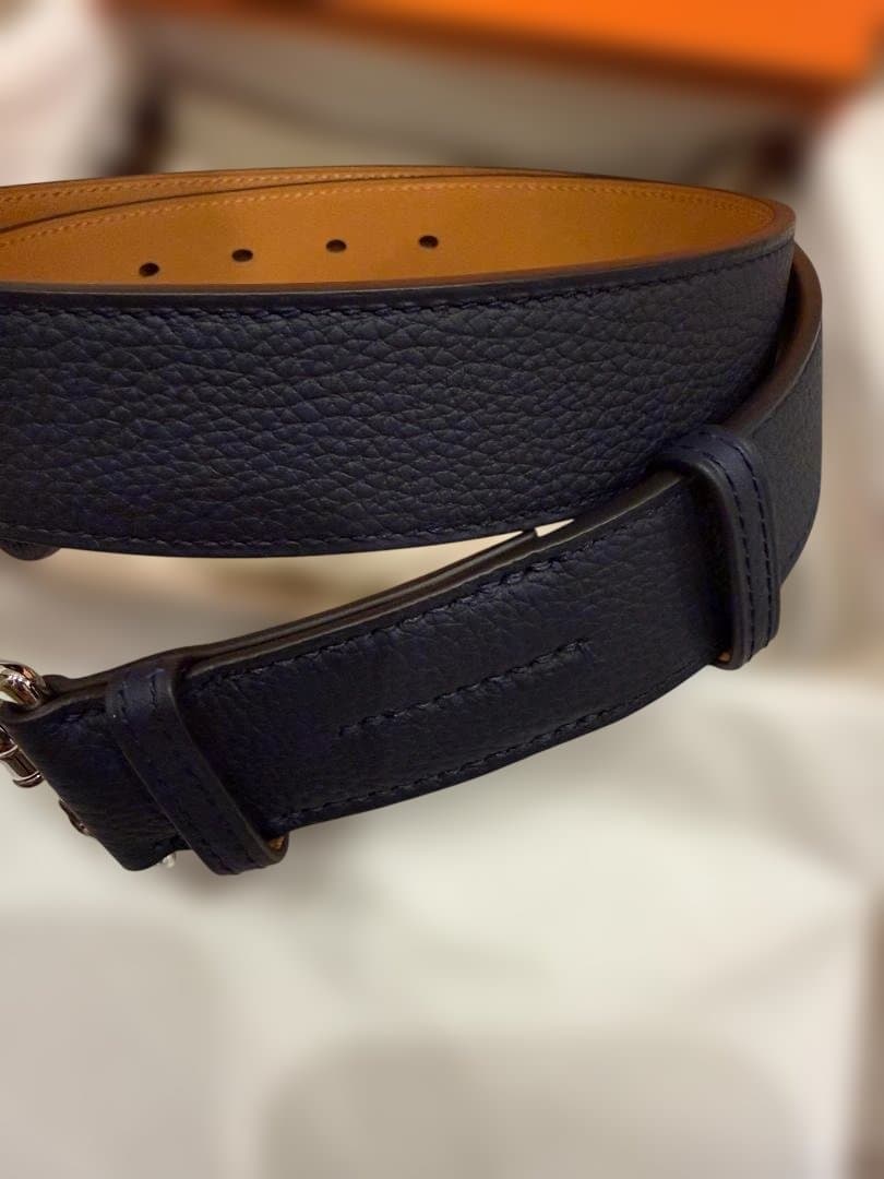 HERMES エルメス　エトリヴィエール BELT ネイビー レザー ベルト