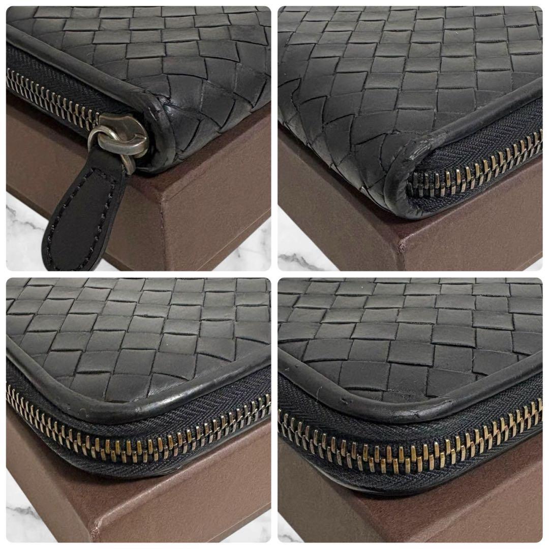 美品✨ボッテガヴェネタ イントレチャート　長財布 ラウンドファスナー　ブラック