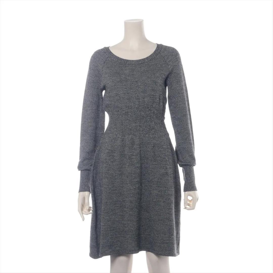 CHANEL シャネル ココボタン ウール ニット ワンピース グレー 36