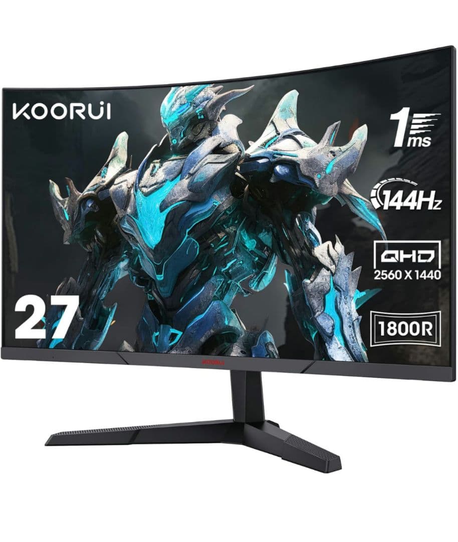 ゲーミングモニター KR-27E6QC 144HZ QHD 1ms 湾曲モニター