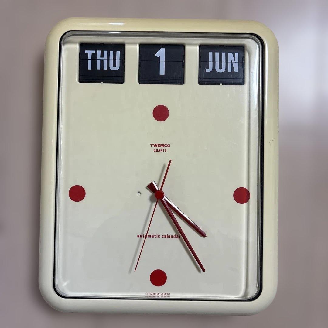 TWEMCO 掛時計 自動カレンダー アイボリー