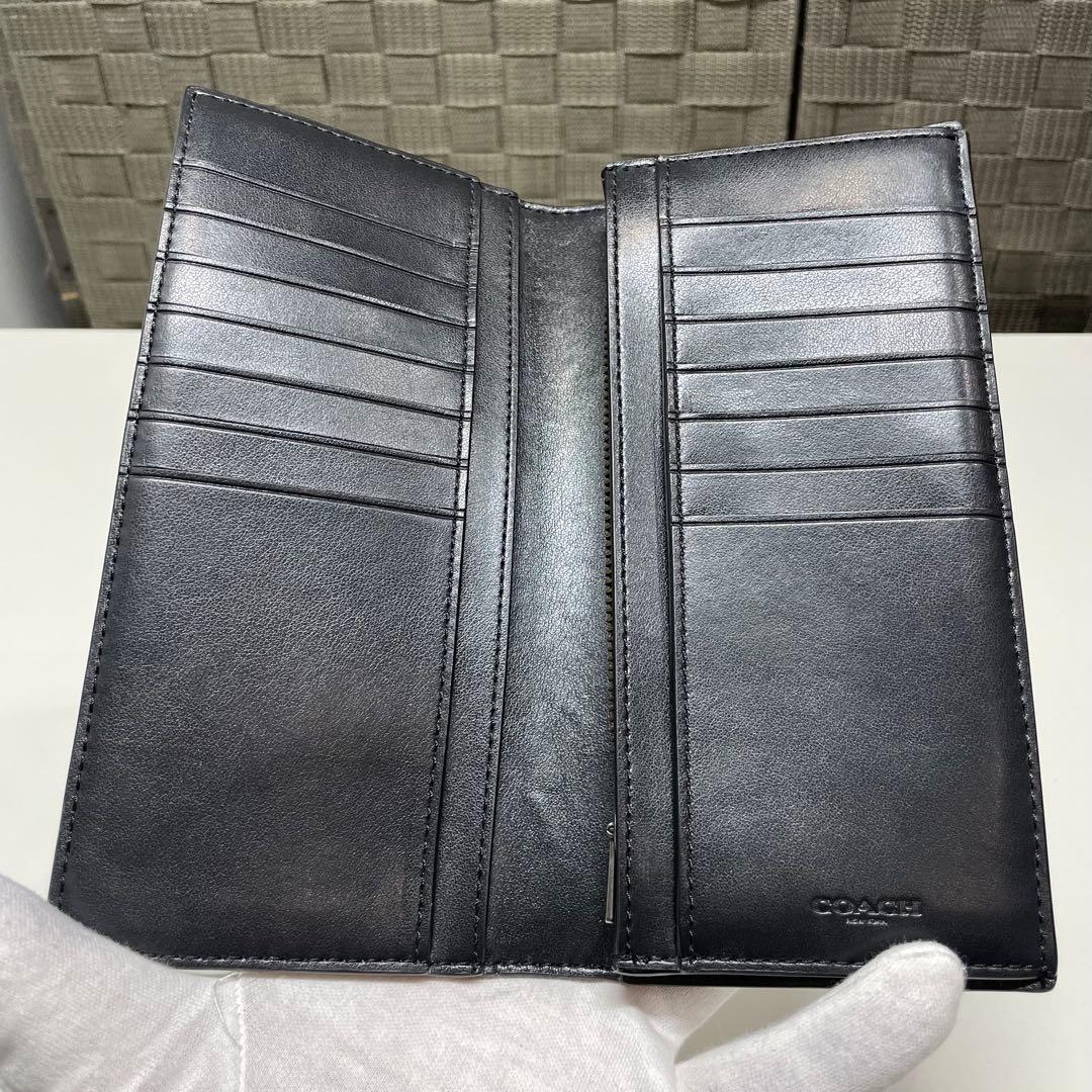 音*魂様 COACH グレー 長財布 型押しロゴ