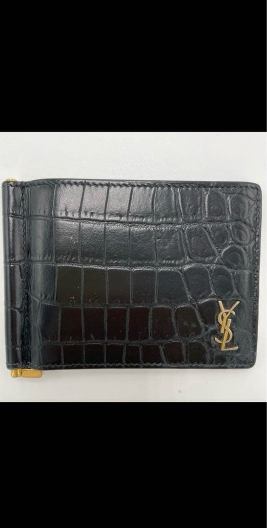 サンローラン マネークリップ クロコ型押し カサンドラ YSLライン