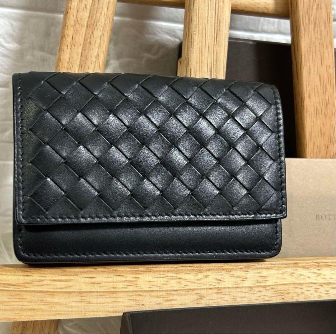 ボッテガヴェネタ イントレチャート 名刺入れ カードケース ブラック レザー