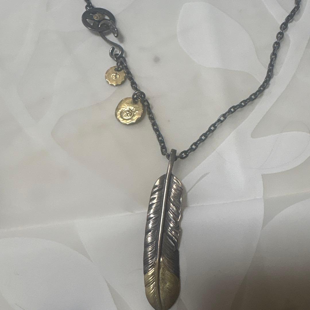 先金フェザー　金メタル大　金メタル小　 ネックレス　ゴーロズ風