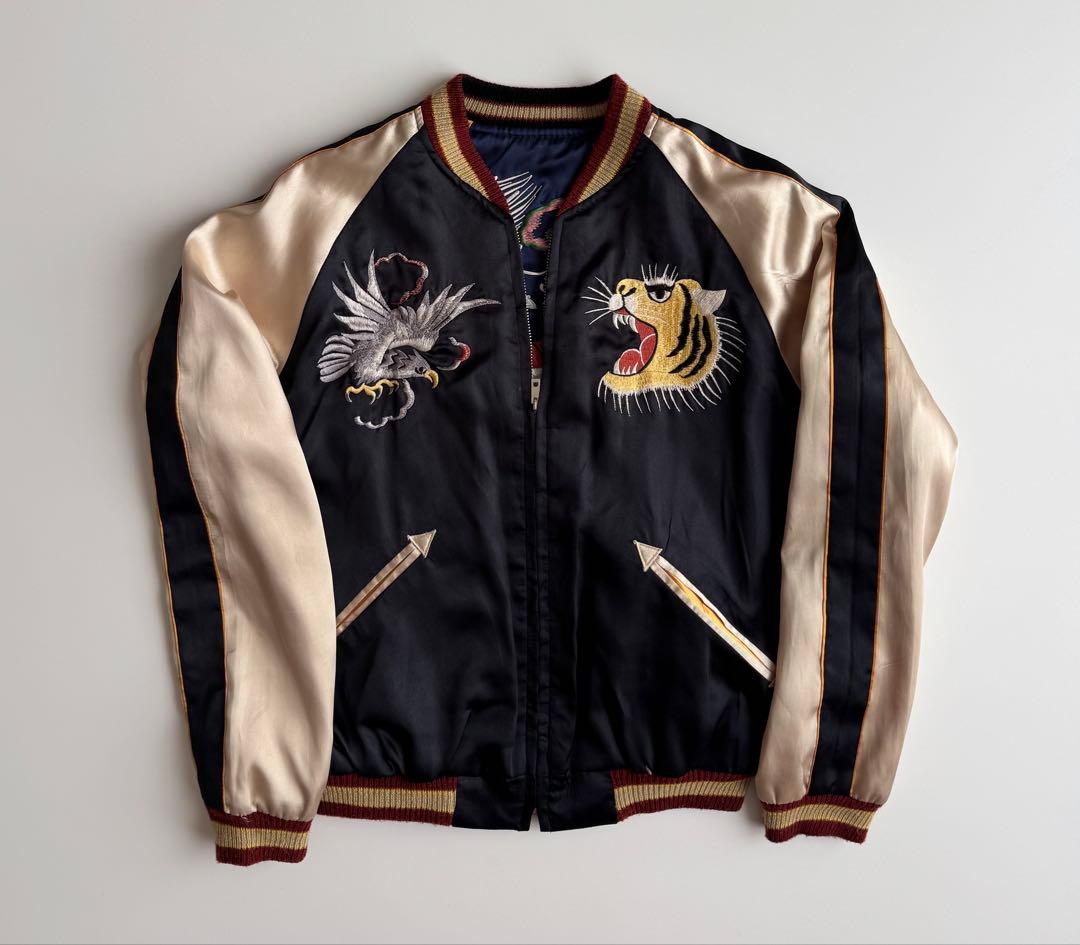 ヴィンテージ品★テーラー東洋S虎と鷹刺繍 サテンジャケットS.FLD.TEXAS