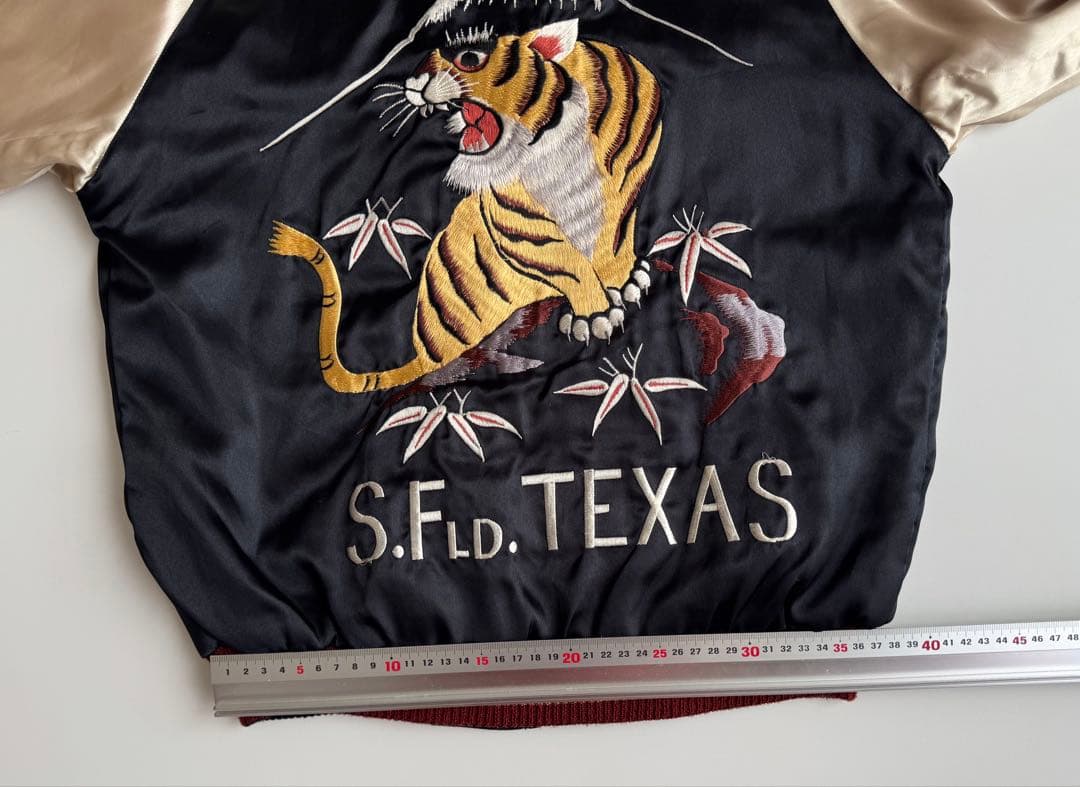 ヴィンテージ品★テーラー東洋S虎と鷹刺繍 サテンジャケットS.FLD.TEXAS