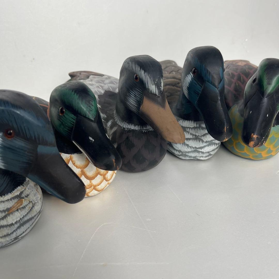 アンティーク　鴨　デコイ　置物　5体セット